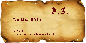 Marthy Béla névjegykártya